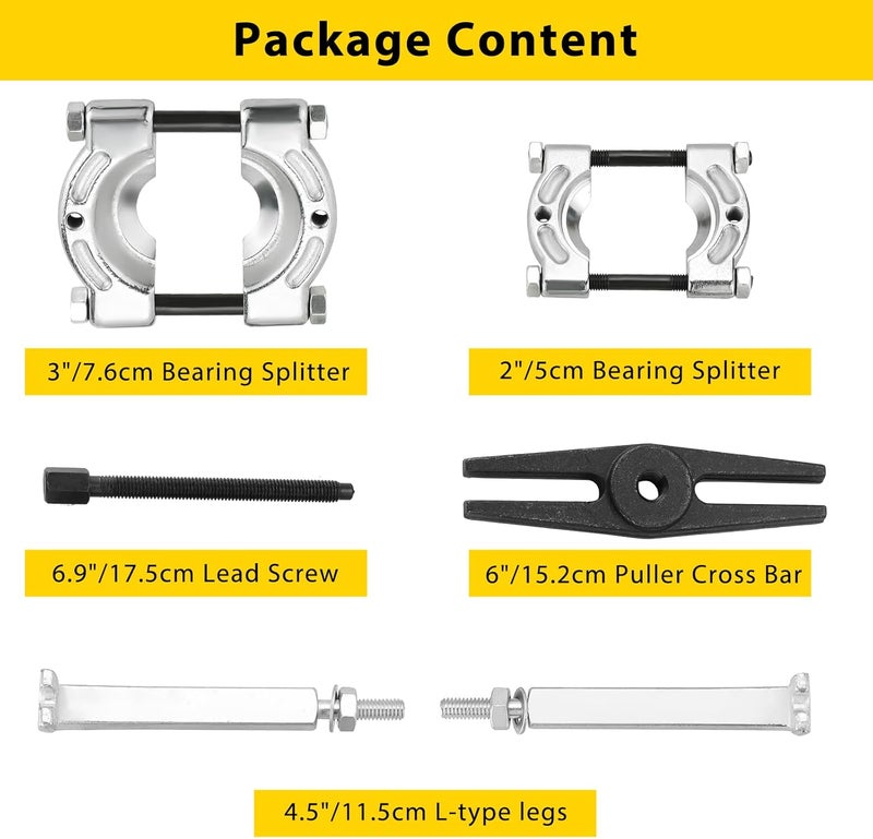 Acymner 14PCS Bearing Separator Puller Set | Heavy Duty 5-Ton Capacity Bearing Puller Set, Wheel Hub Axle Puller Set, 2" and 3" Bearings Splitters Puller Kit - Image 2